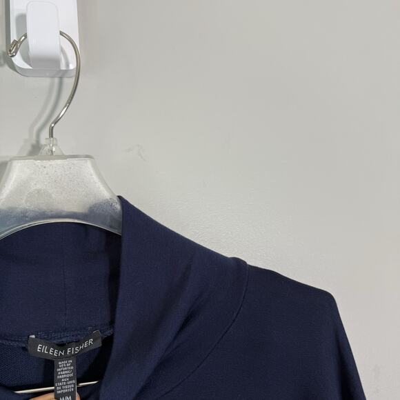 Eileen Fisher Mock Neck Long Sleeve Tunic Navy Blue Tencel Size M Longsleeves - Picture 4 of 6